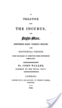 A Treatise on the Incubus or Nightmare Cover, written by John Waller